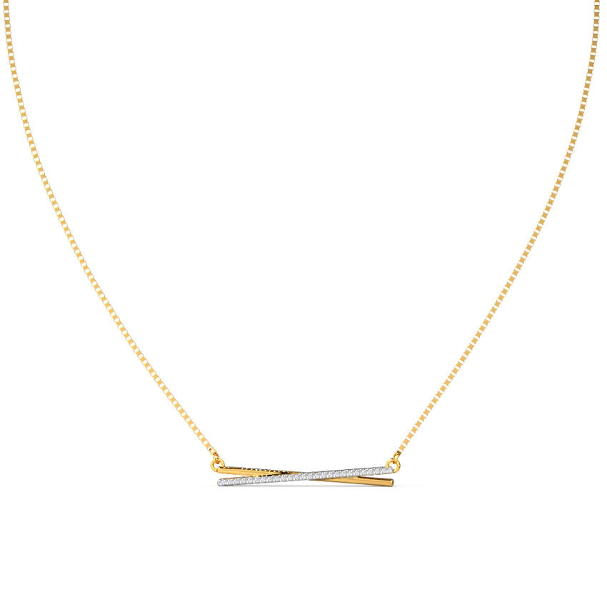 Full Pavé Curved Bar Diamond Necklace in Yellow Gold