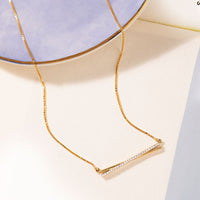 Full Pavé Curved Bar Diamond Necklace in Yellow Gold