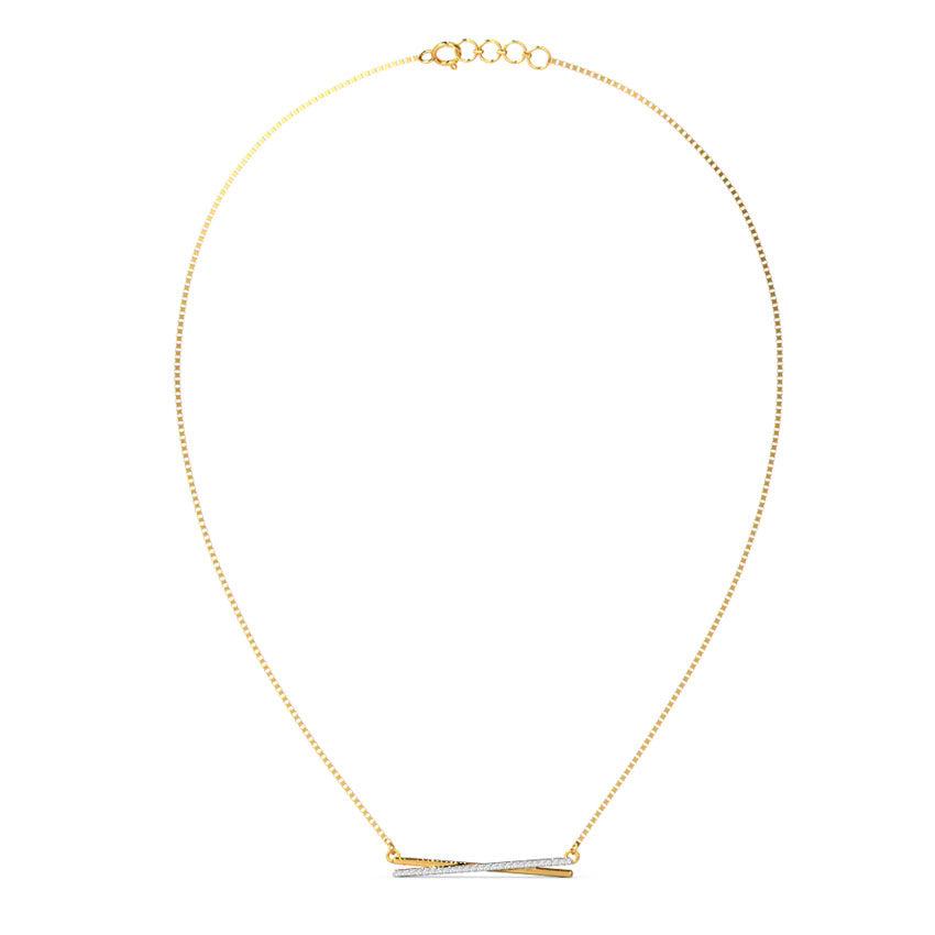 Full Pavé Curved Bar Diamond Necklace in Yellow Gold