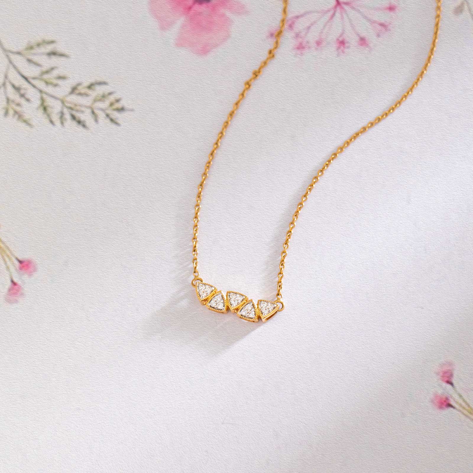Triumvirate Triangle Pavé Lab Diamond Necklace — 10K / 14K / 18K Gold