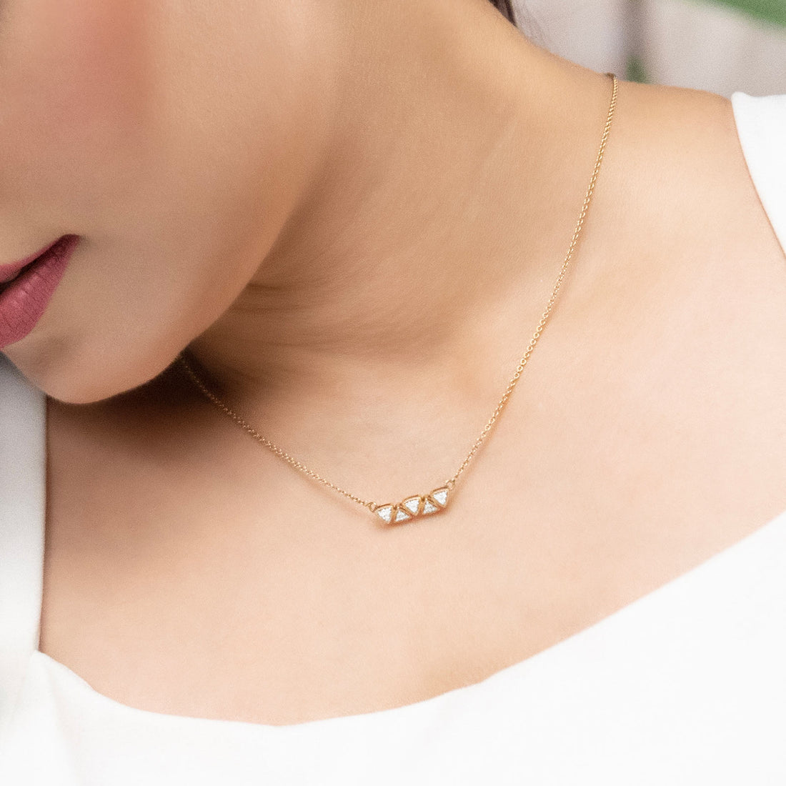 Triumvirate Triangle Pavé Lab Diamond Necklace — 10K / 14K / 18K Gold