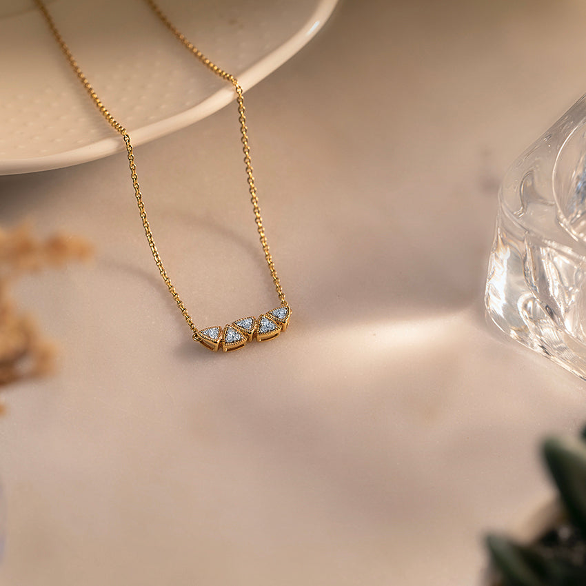 Triumvirate Triangle Pavé Lab Diamond Necklace — 10K / 14K / 18K Gold