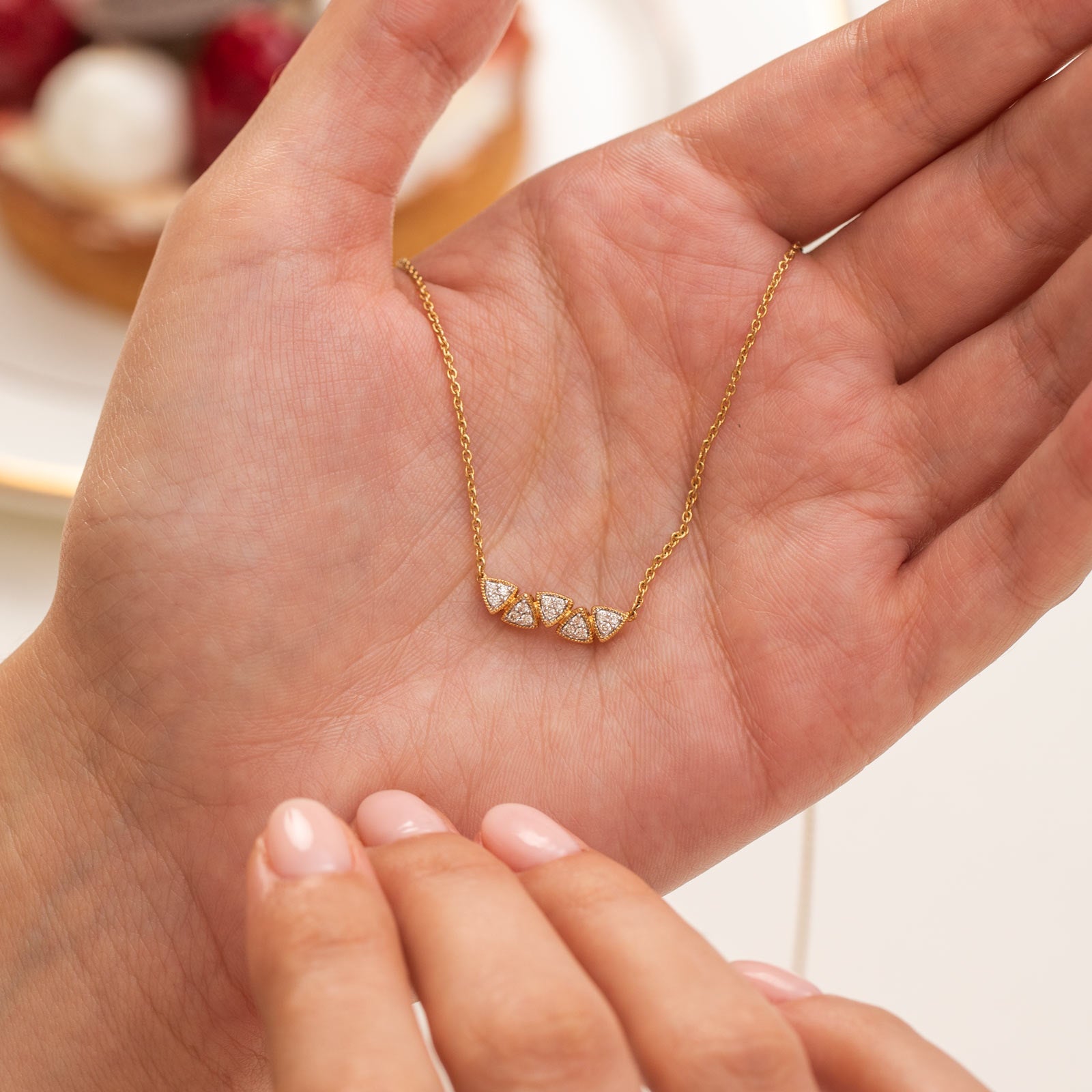 Triumvirate Triangle Pavé Lab Diamond Necklace — 10K / 14K / 18K Gold