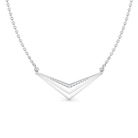 Triple Chevron V Diamond Pendant Necklace