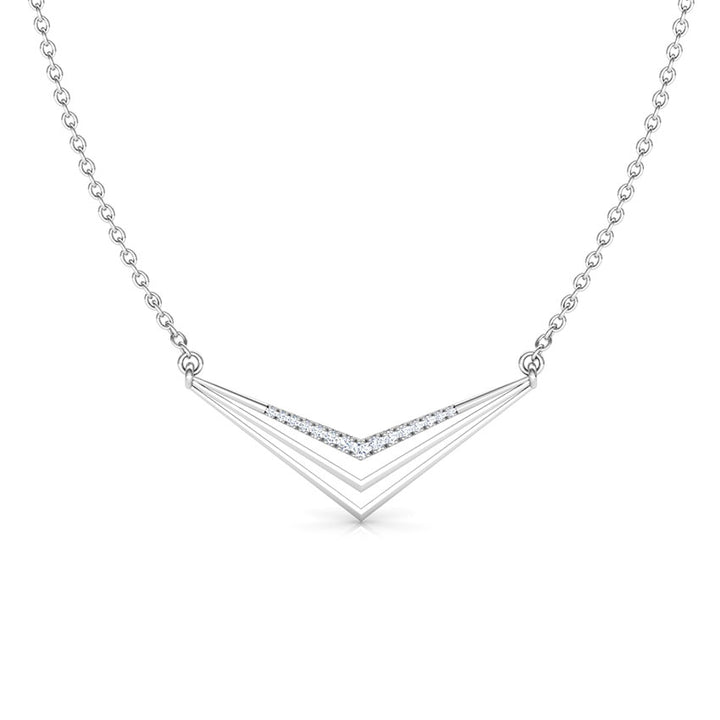 Triple Chevron V Diamond Pendant Necklace