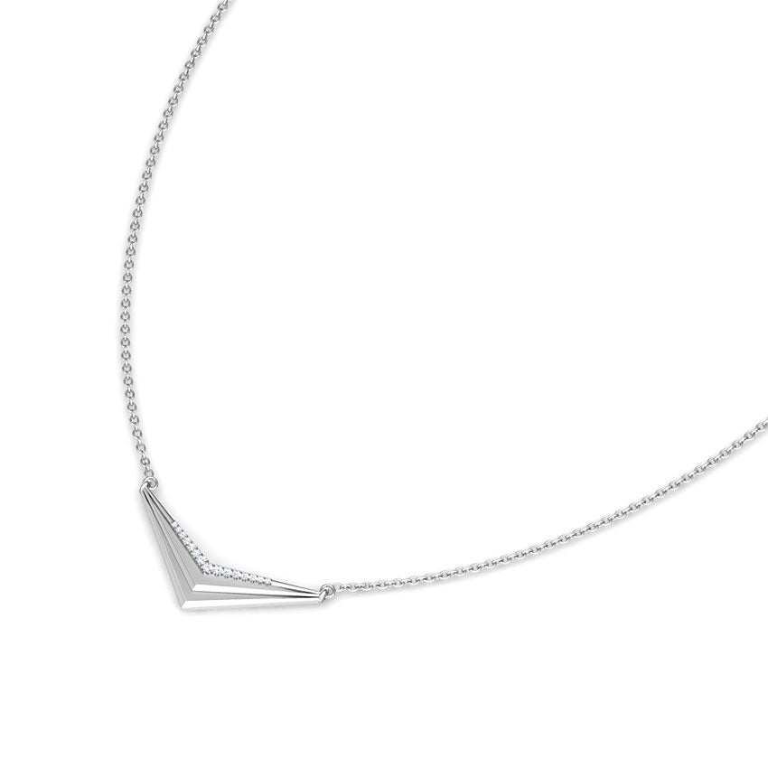 Triple Chevron V Diamond Pendant Necklace