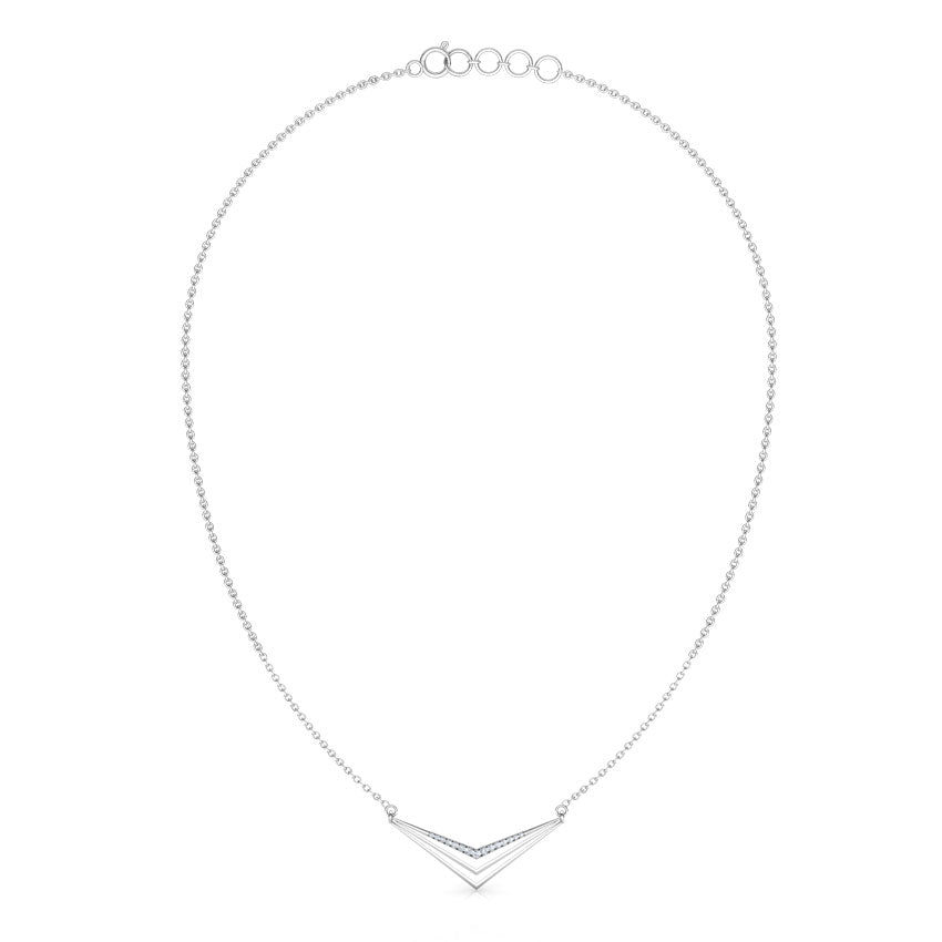 Triple Chevron V Diamond Pendant Necklace