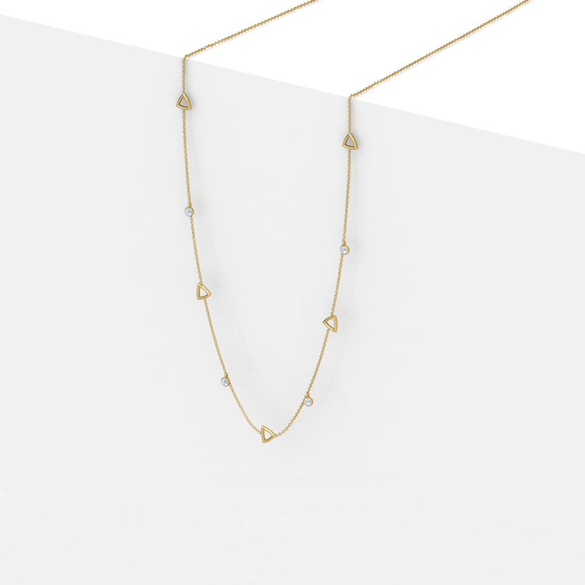 Geometric Triangle & Diamond Station Necklace