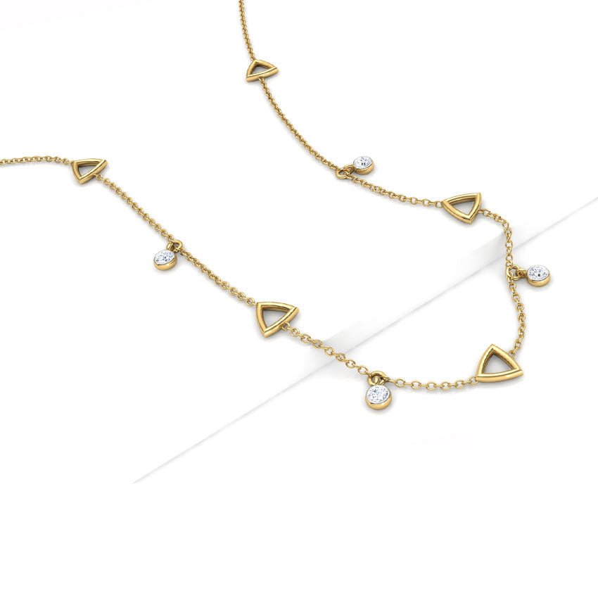 Geometric Triangle & Diamond Station Necklace