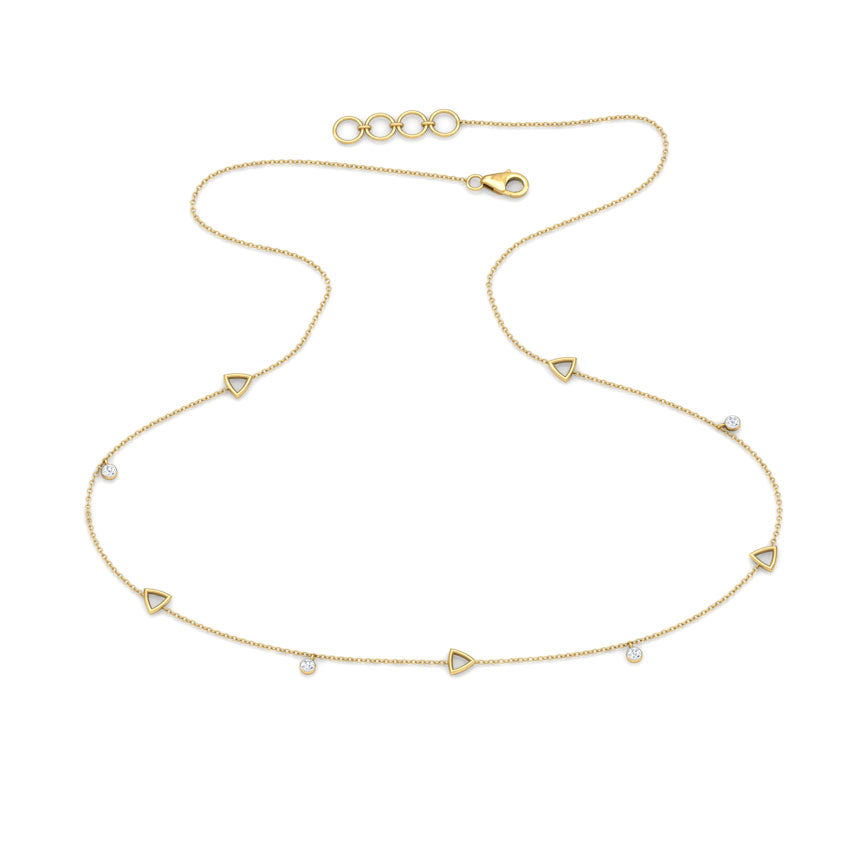 Geometric Triangle & Diamond Station Necklace