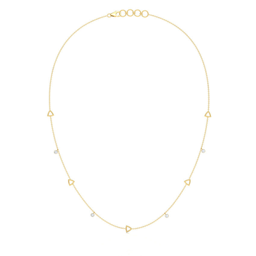 Geometric Triangle & Diamond Station Necklace