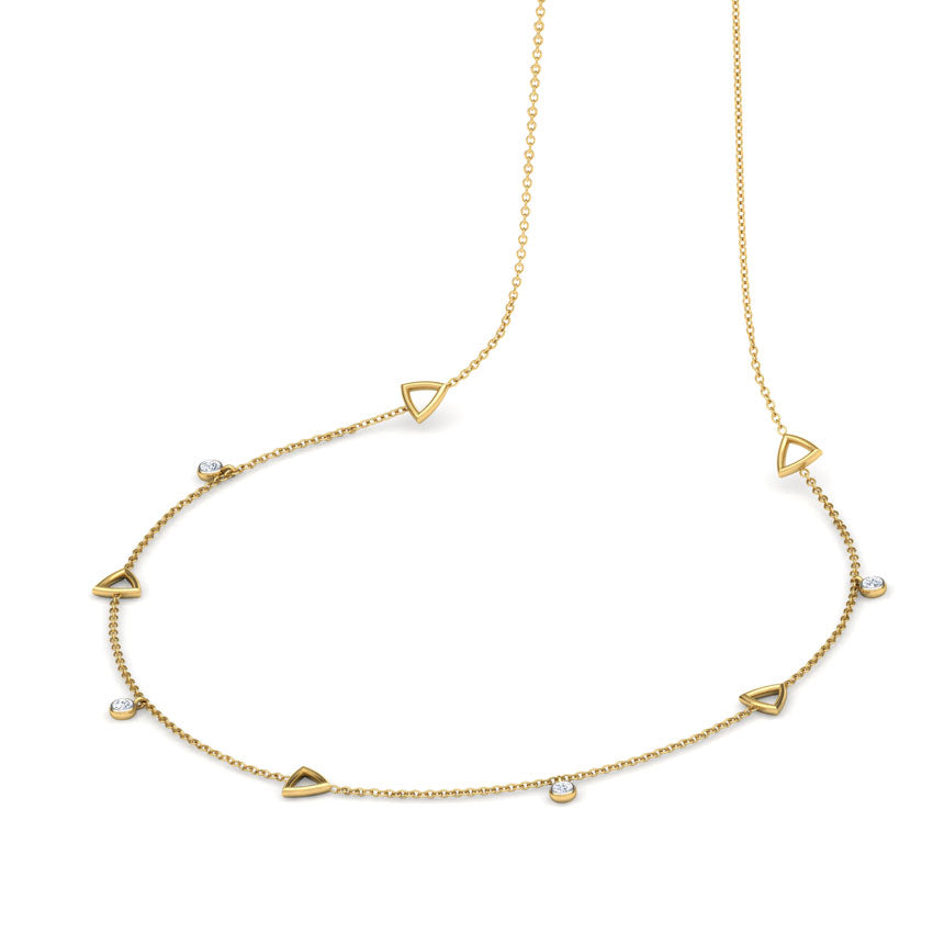 Geometric Triangle & Diamond Station Necklace