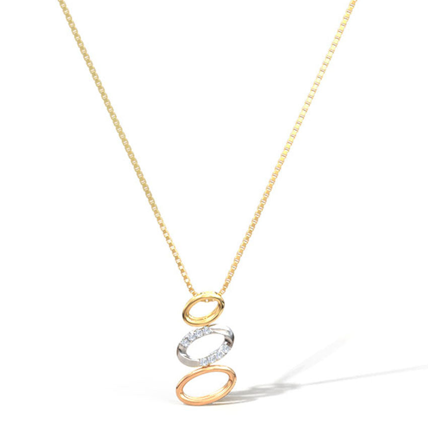 Trinità — Three-Tone Gold Triple Oval Diamond Pendant Necklace