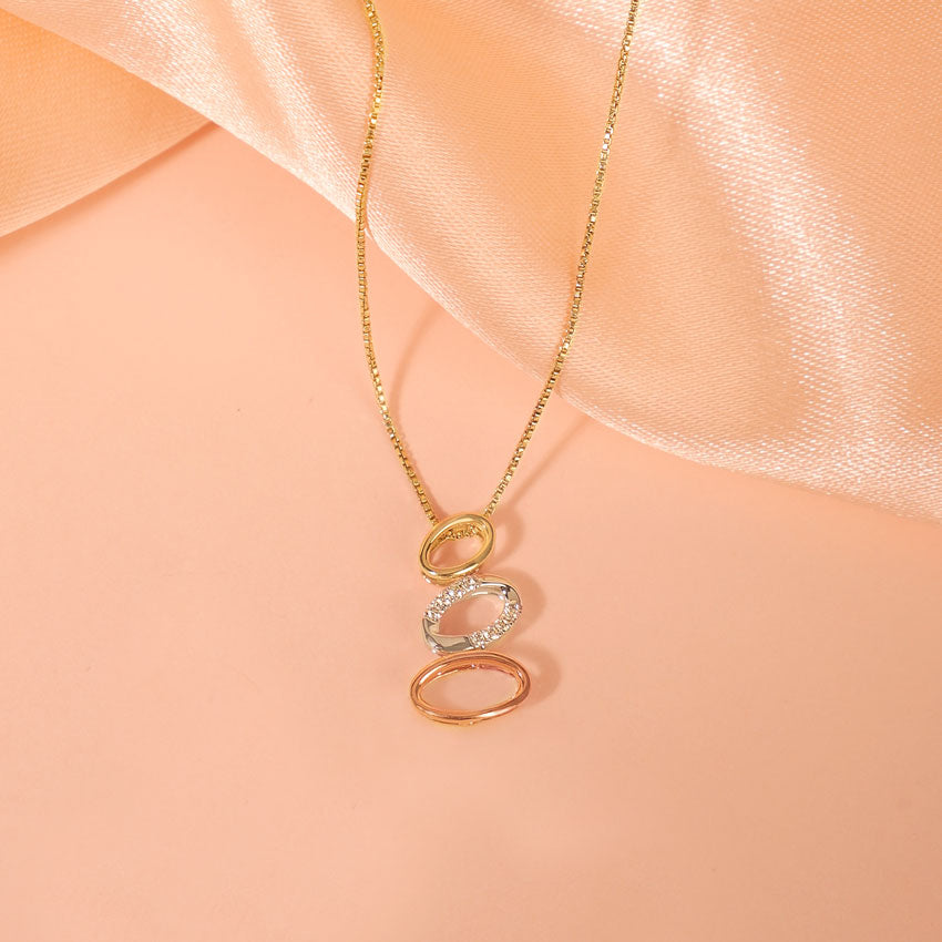 Trinità — Three-Tone Gold Triple Oval Diamond Pendant Necklace