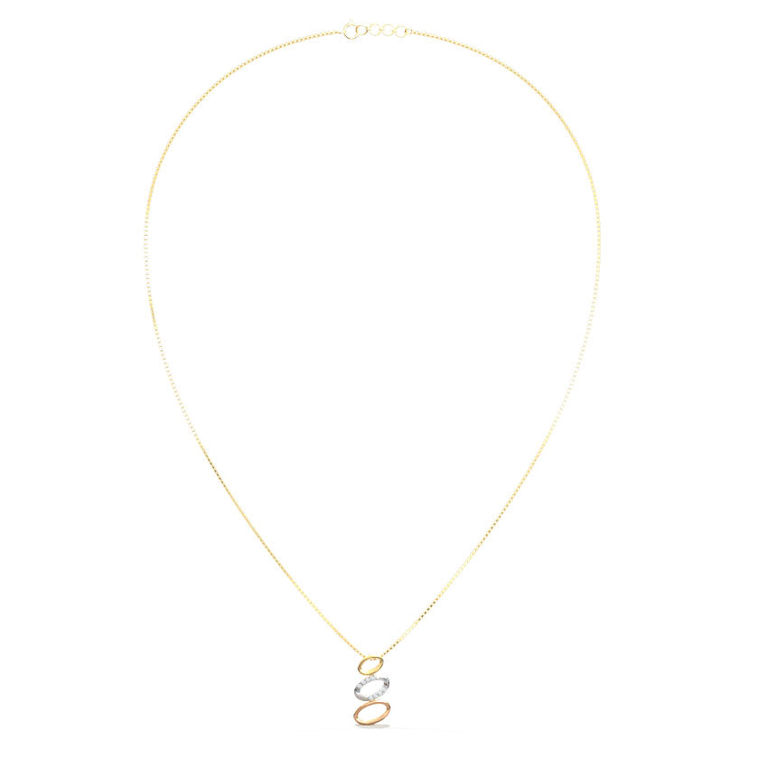 Trinità — Three-Tone Gold Triple Oval Diamond Pendant Necklace