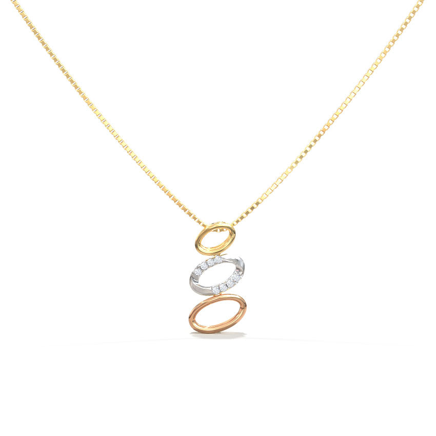 Trinità — Three-Tone Gold Triple Oval Diamond Pendant Necklace