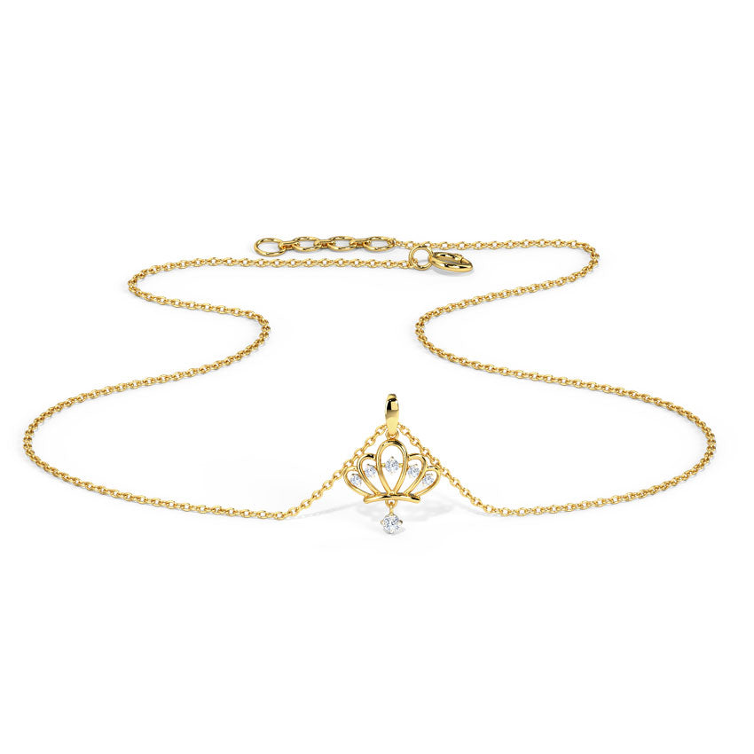 Corona — Yellow Gold Open Crown Diamond Pendant Necklace