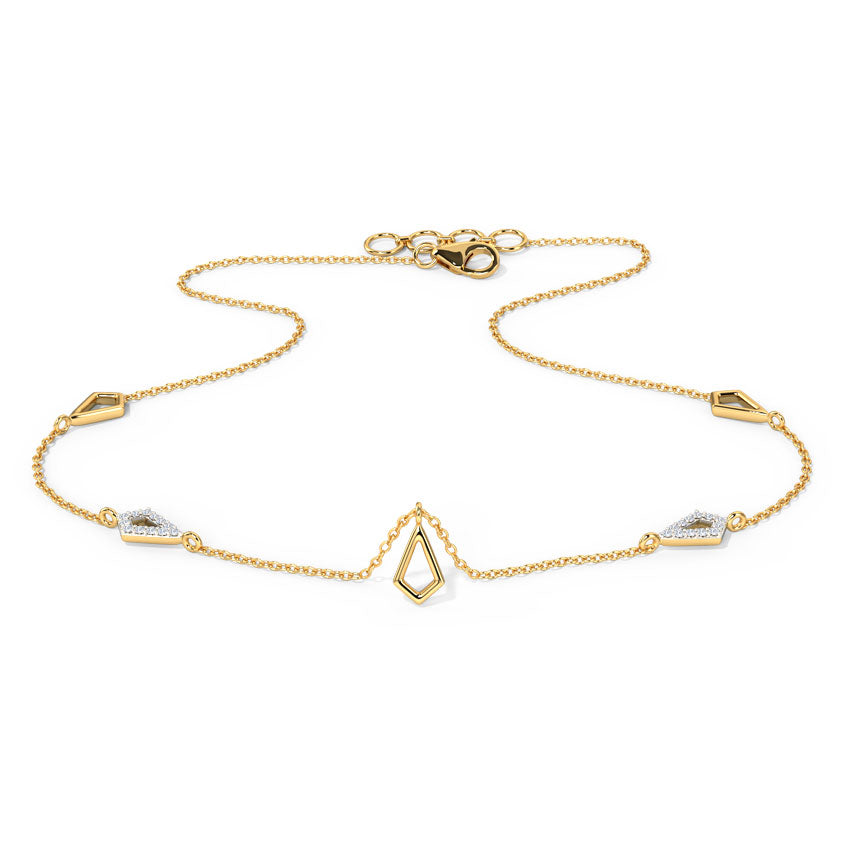 Kite Shape Station Diamond Necklace in Yellow Gold