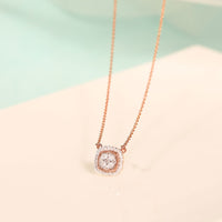 Coussin Halo — Rose Gold Cushion Halo Cluster Diamond Pendant Necklace