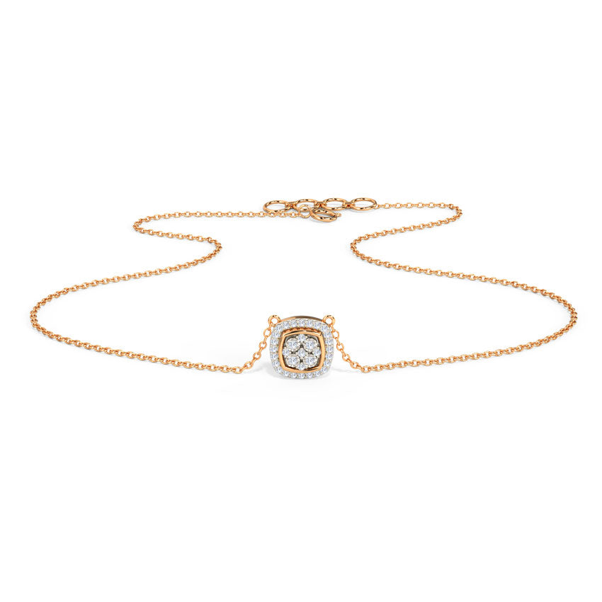 Coussin Halo — Rose Gold Cushion Halo Cluster Diamond Pendant Necklace