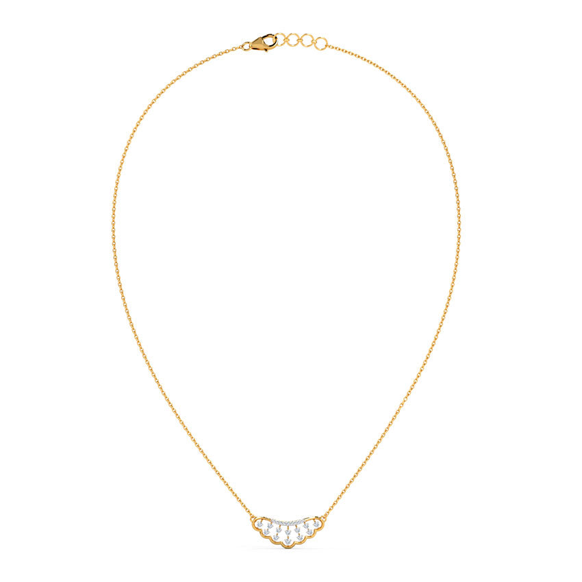 Éventail — Yellow Gold Scallop Fan Diamond Pendant Necklace