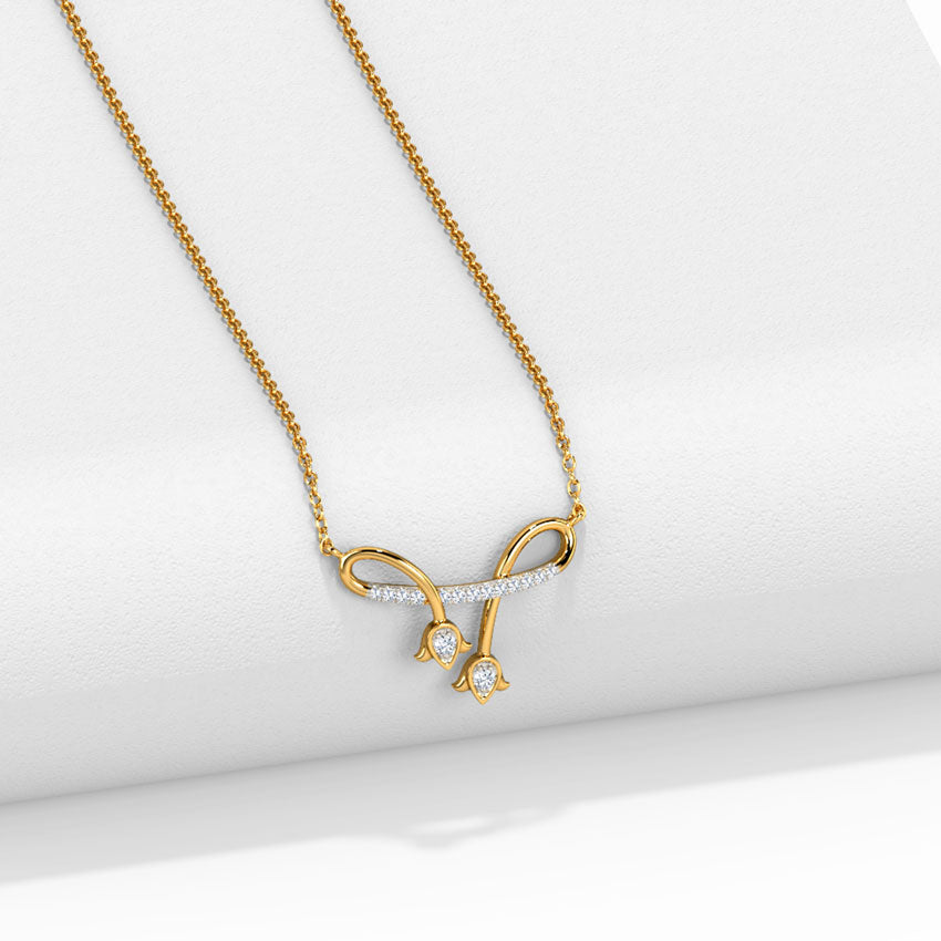 Twin Tulip Diamond Necklace