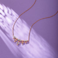 Rose Gold Geometric Diamond Bar Cascade Pendant Necklace