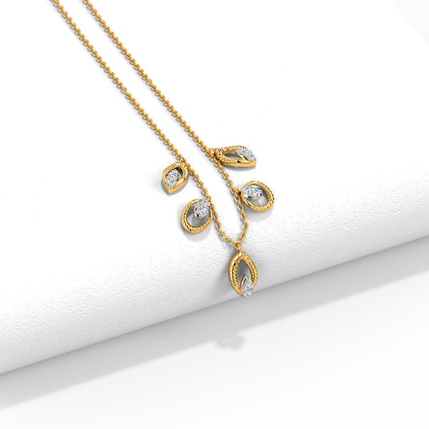 Yellow Gold Five-Station Diamond Navette Charm Necklace