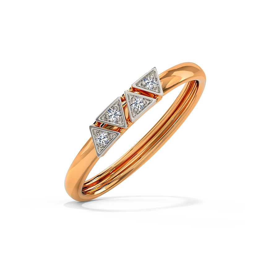 Triangle Cluster Diamond Ring in Two-Tone Rose Gold
