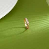 Triangle Cluster Diamond Ring in Two-Tone Rose Gold