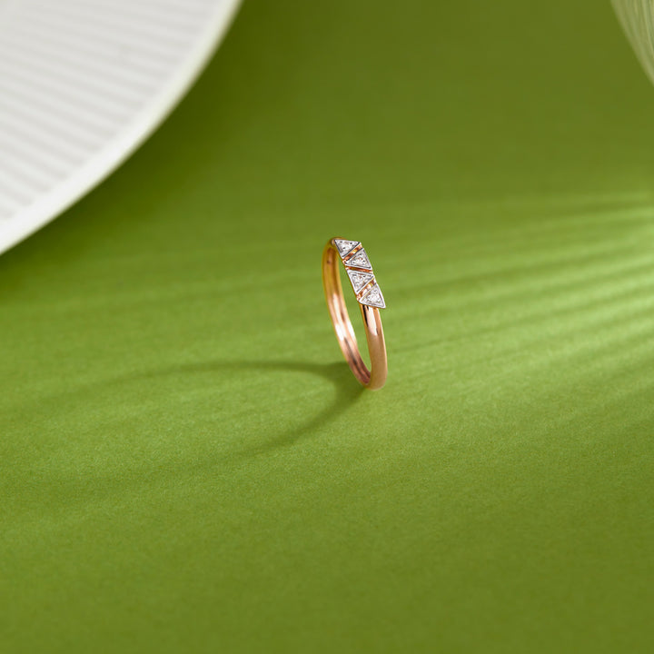 Triangle Cluster Diamond Ring in Two-Tone Rose Gold