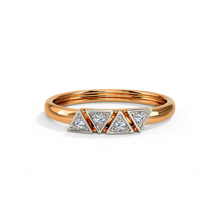 Triangle Cluster Diamond Ring in Two-Tone Rose Gold