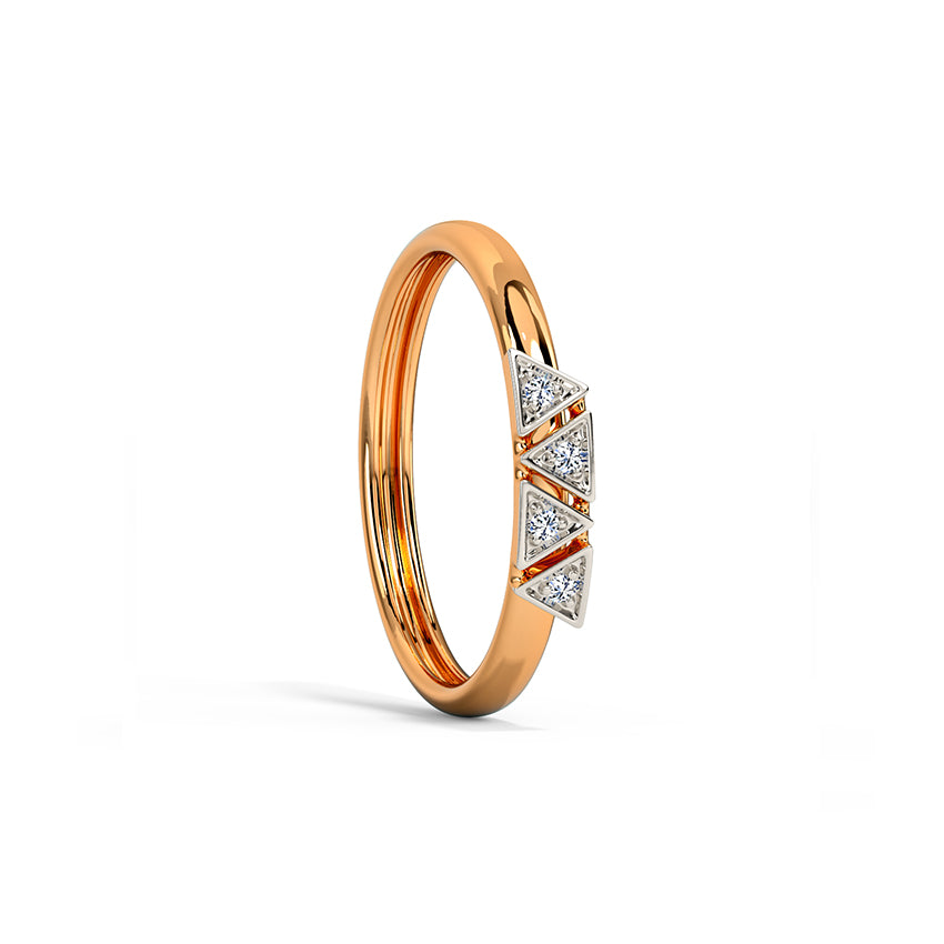 Triangle Cluster Diamond Ring in Two-Tone Rose Gold