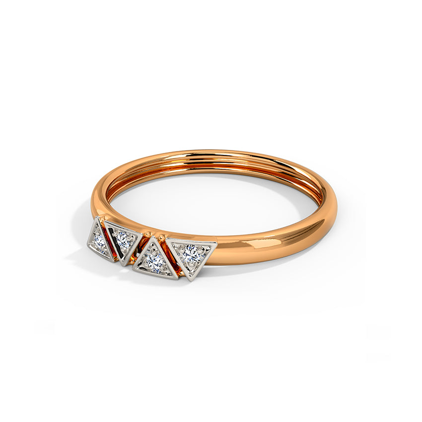 Triangle Cluster Diamond Ring in Two-Tone Rose Gold