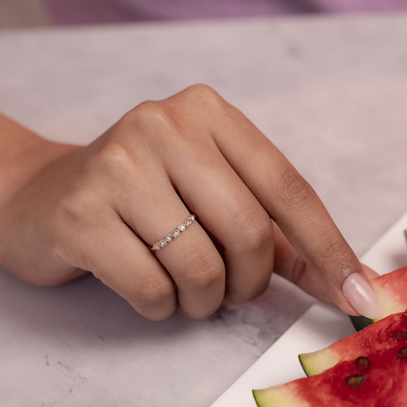 Triangle Cluster Diamond Ring in Two-Tone Rose Gold (Copy)