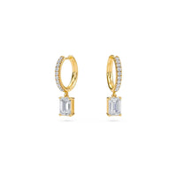 Elara Emerald-Cut Diamond Pavé Hoop Drop Earrings