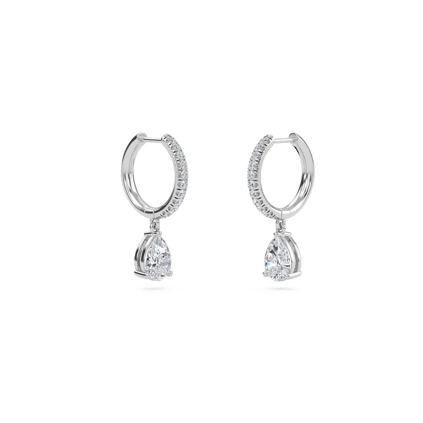 Pear-Shaped Diamond Drop Huggie Earrings in Gold