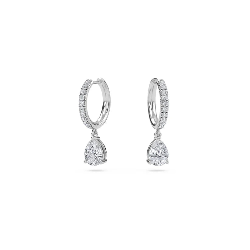 Pear-Shaped Diamond Drop Huggie Earrings in Gold