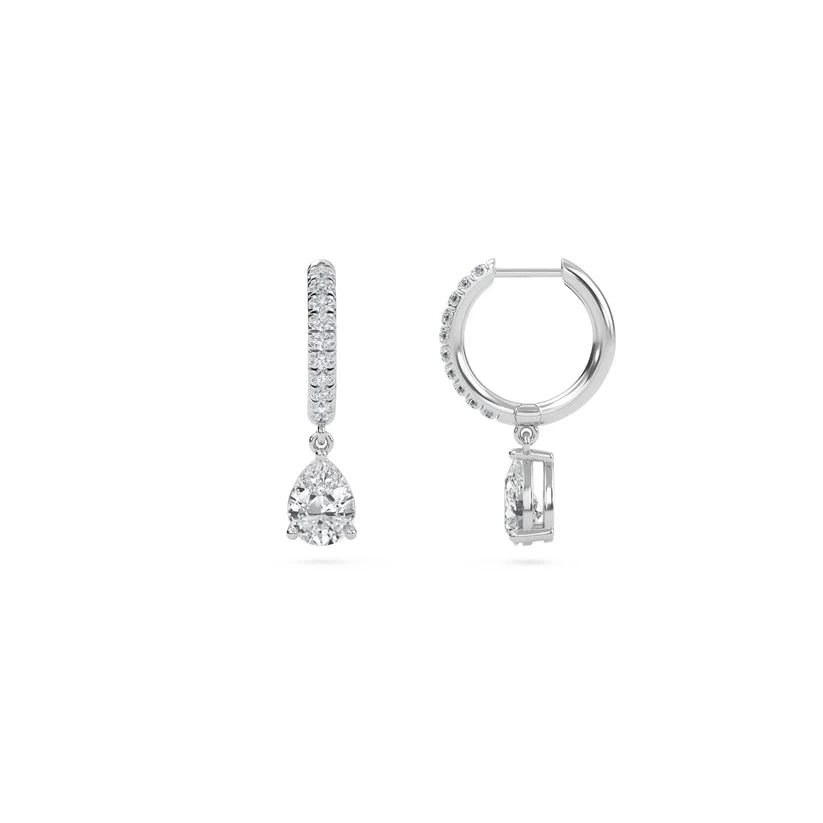 Pear-Shaped Diamond Drop Huggie Earrings in Gold