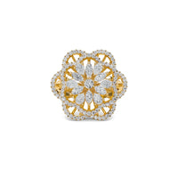 Floral Majesty Diamond Halo Gold Statement Ring
