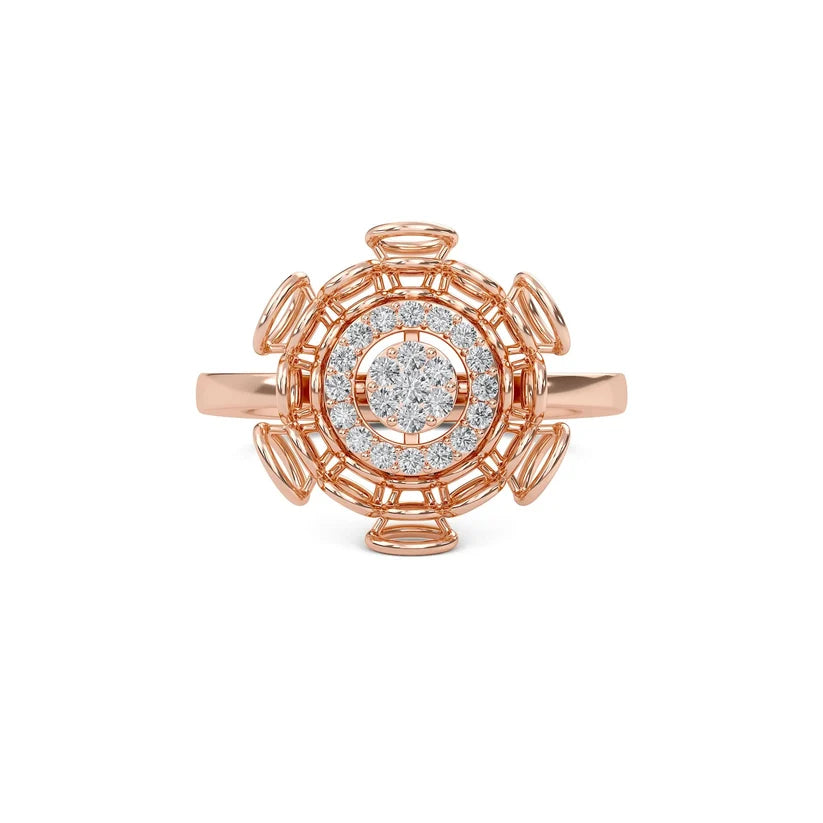 Elegant Vintage Compass Diamond Gold Ring