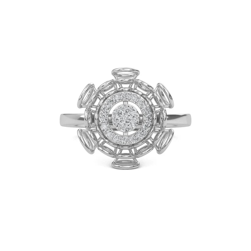 Elegant Vintage Compass Diamond Gold Ring
