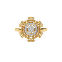 Elegant Vintage Compass Diamond Gold Ring