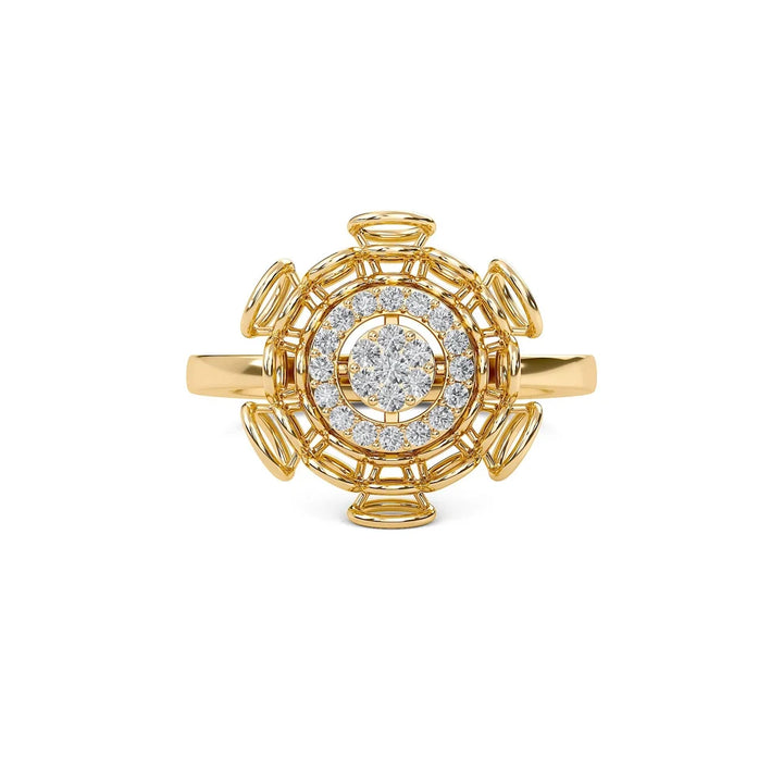 Elegant Vintage Compass Diamond Gold Ring