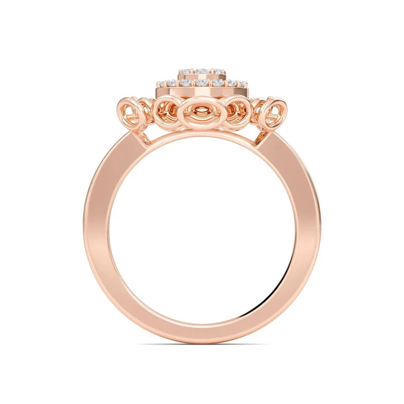 Elegant Vintage Compass Diamond Gold Ring