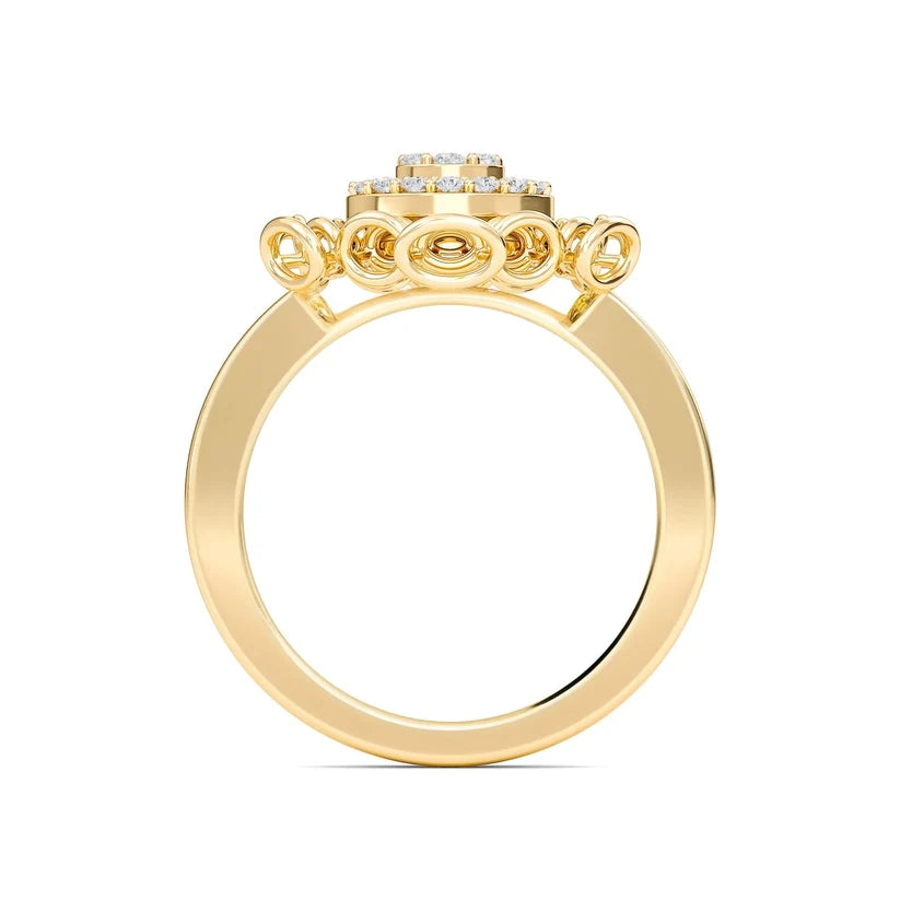 Elegant Vintage Compass Diamond Gold Ring