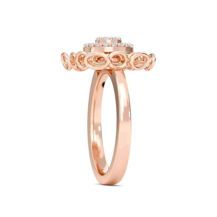 Elegant Vintage Compass Diamond Gold Ring