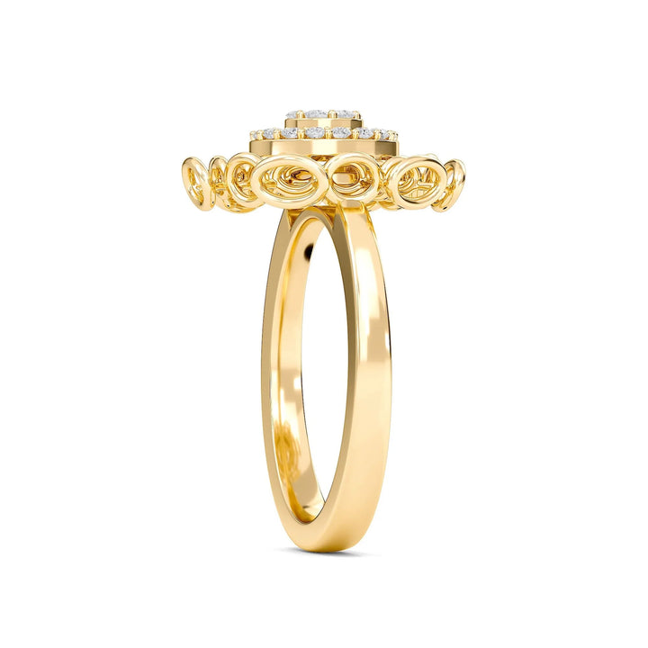 Elegant Vintage Compass Diamond Gold Ring