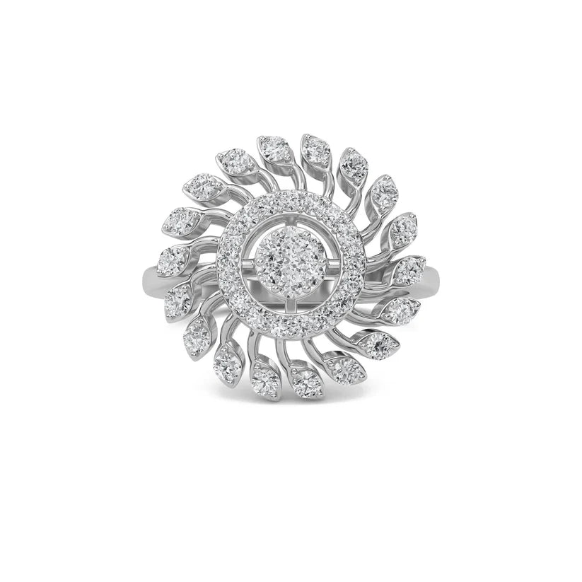 Radiant Sunburst Diamond Gold Statement Ring