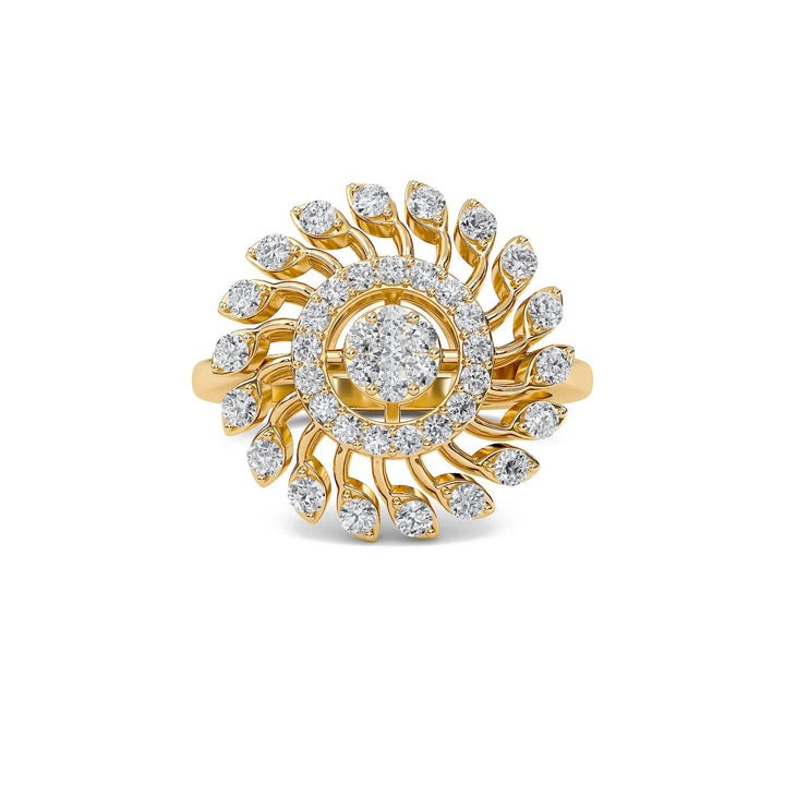Radiant Sunburst Diamond Gold Statement Ring